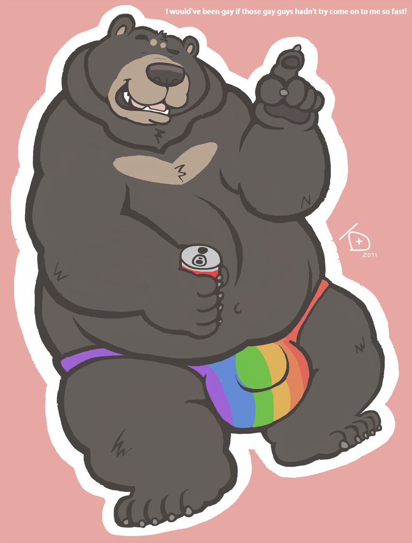 bad_logic beverage big_bulge big_package bulge clothed clothing dakota-bear male overweight rainbow thong topless