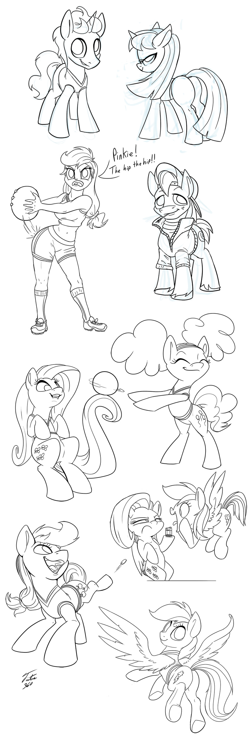 2016 applejack_(mlp) ball big_macintosh_(mlp) black_and_white clothing equine female fluttershy_(mlp) friendship_is_magic horn horse human male mammal monochrome my_little_pony pegasus pinkie_pie_(mlp) pony rainbow_dash_(mlp) sketch tic-tacs tsitra360 unicorn wings