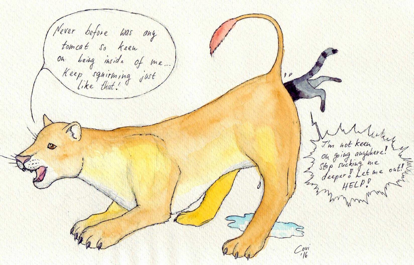 cat comic feline feral forced lion mammal predator prey unbirthing vore