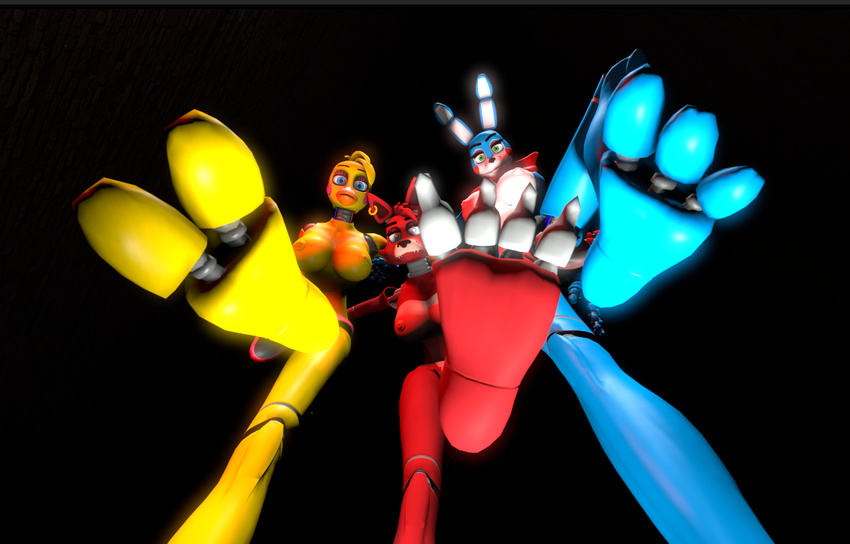 claws feet first_person_view five_nights_at_freddy five_nights_at_freddy's foxy hawkvally mistress open_mouth paws toes toy_bonnie toy_chica video_games