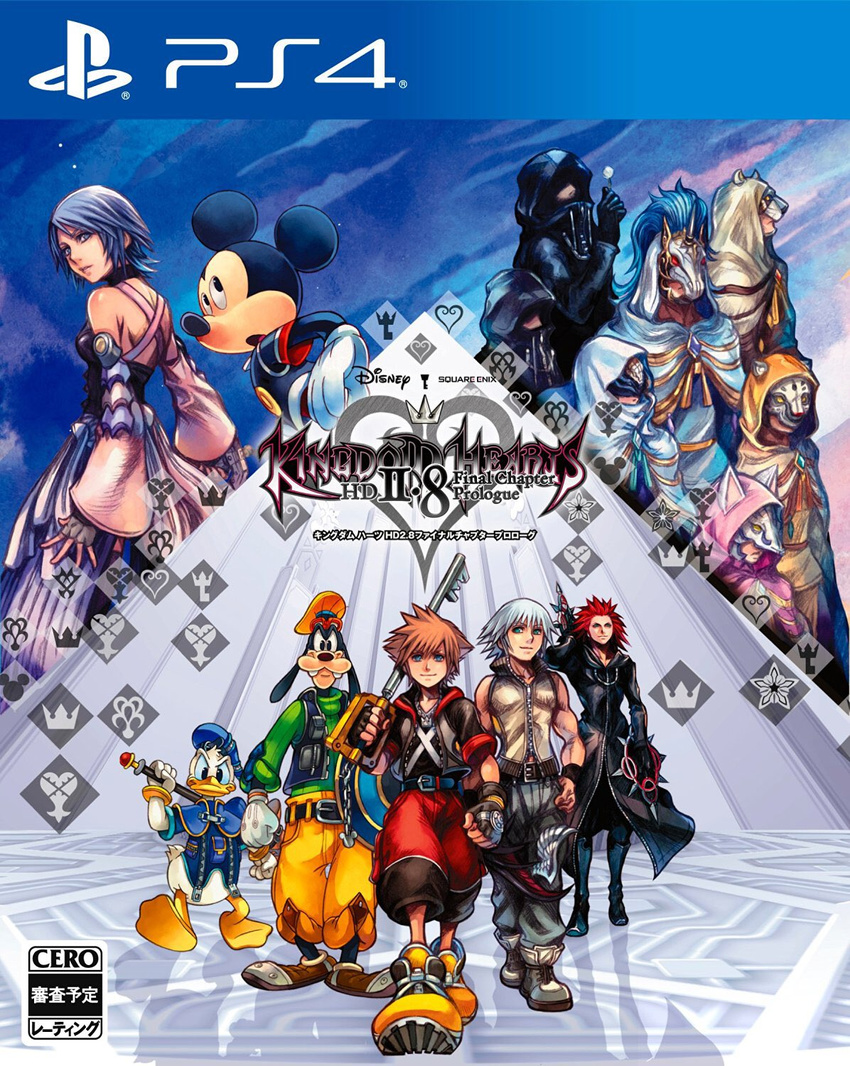 aced_(kingdom_hearts) aqua_(kingdom_hearts) ava_(kingdom_hearts) axel_(kingdom_hearts) black_coat_(kingdom_hearts) box_art cloak disney donald_duck furry game_console goofy gula_(kingdom_hearts) highres hood invi_(kingdom_hearts) ira_(kingdom_hearts) keyblade kingdom_hearts kingdom_hearts_0.2_birth_by_sleep_-a_fragmentary_passage- kingdom_hearts_3d_dream_drop_distance kingdom_hearts_x_back_cover lea_(kingdom_hearts) logo looking_at_viewer luxu_(kingdom_hearts) mask master_of_masters mickey_mouse multiple_boys multiple_girls nomura_tetsuya official_art playstation playstation_4 riku sora_(kingdom_hearts) square_enix walking