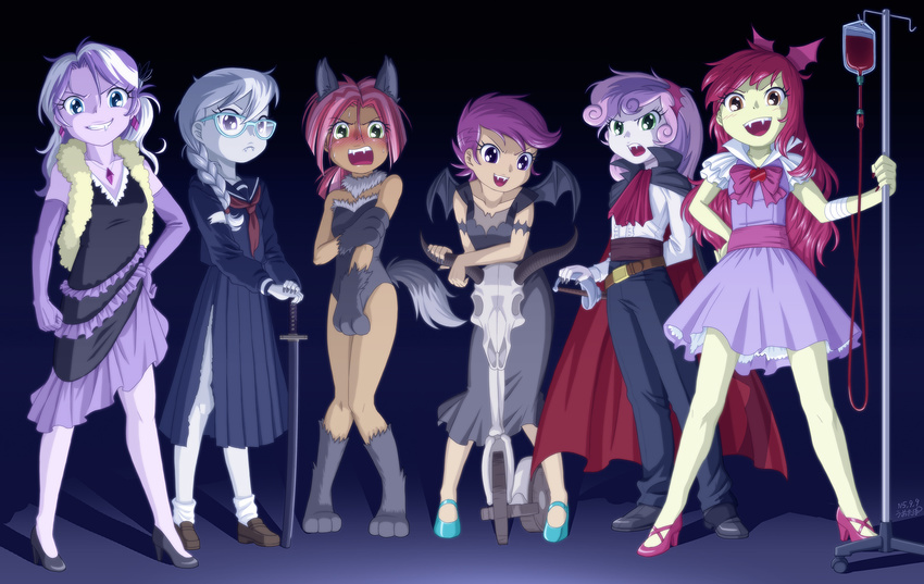 6+girls apple_bloom babs_seed blush diamond_tiara multiple_girls my_little_pony my_little_pony_equestria_girls my_little_pony_friendship_is_magic personification scootaloo silver_spoon sweetie_belle tagme uotapo vampire werewolf
