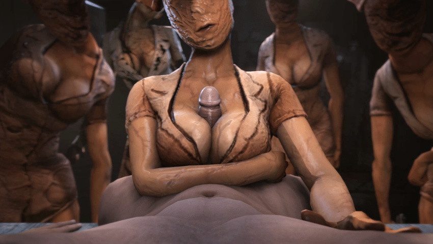 2016 3d_(artwork) animated big_breasts breasts cleavage clothed clothing digital_media_(artwork) erection female froggy_wobbly huge_filesize human male mammal monster nude nurse_(silent_hill) penis sex silent_hill titfuck video_games