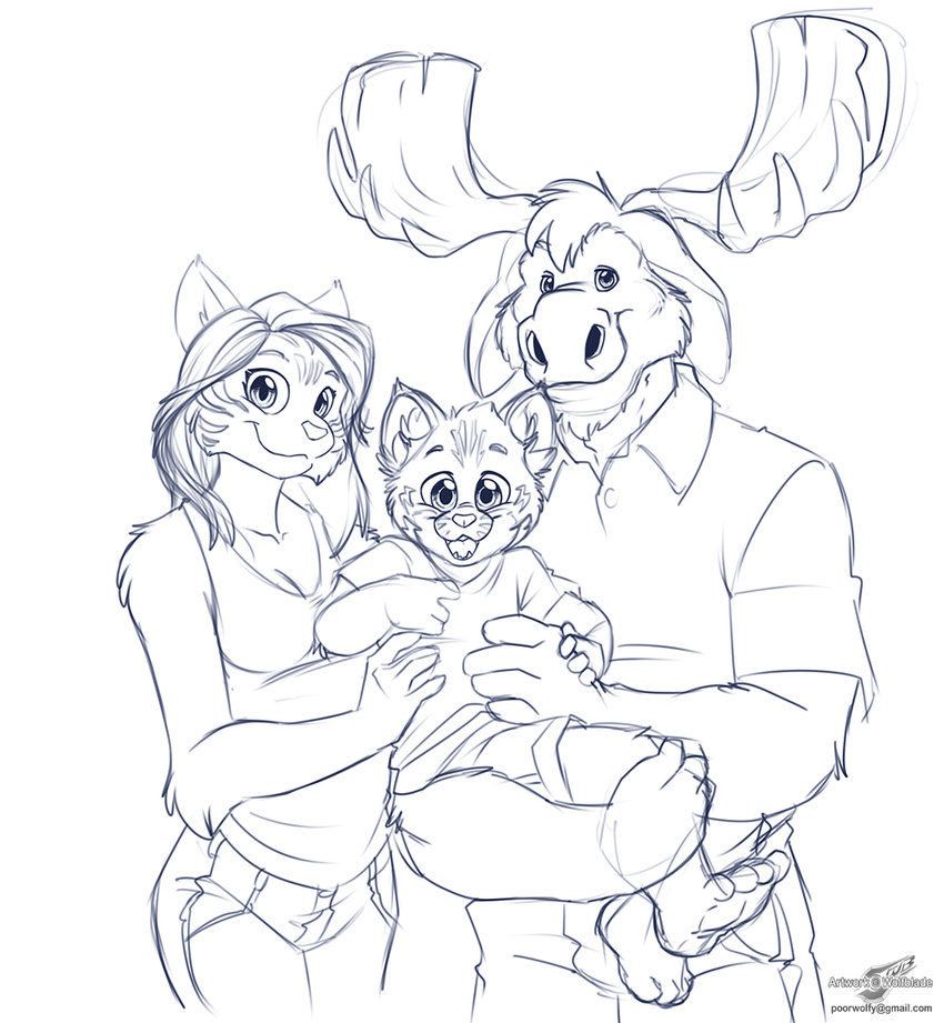 anthro cat cervine cub family feline lynx mammal moose wolfblade young