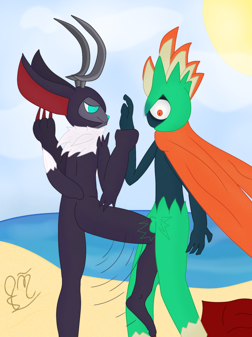 absol anthro ballbusting beach cock_and_ball_torture decidueye duo gallade generation_3_pokemon generation_4_pokemon generation_5_pokemon generation_6_pokemon generation_7_pokemon genital_torture hand_holding hi_res knee_on_balls knee_on_crotch knee_to_the_balls male male/male nintendo noivern nude pain palworld pokemon pokemon_(species) quoyi seaside shuddering zoroark