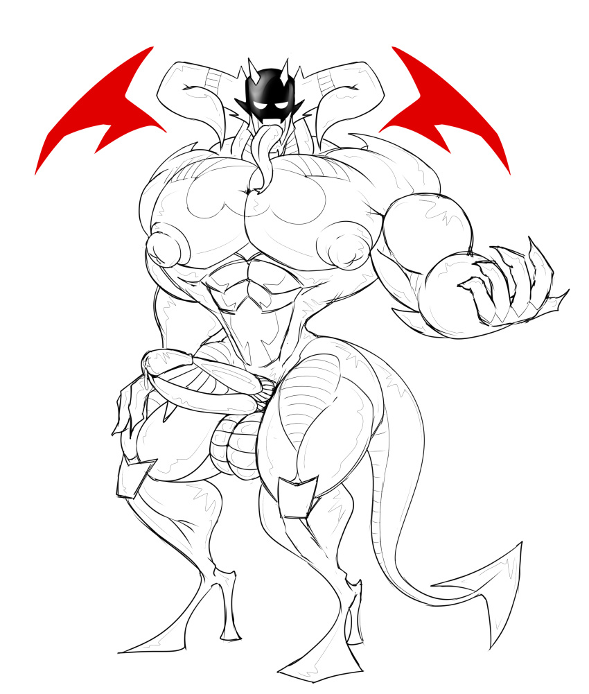 absurd_res demon dragmon genitals hi_res invalid_tag machine male muscular nipples penis robot submissive tail