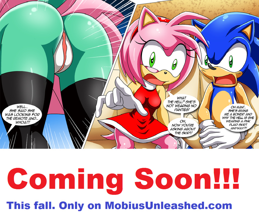 2016 amy_rose anthro archie_comics bbmbbf butt canine clothed clothing comic coming_soon dialogue digital_drawing_(artwork) digital_media_(artwork) female fennecfox fox fur gloves hedgehog inkbunny invalid_tag legwear male mammal mobian_(species) mobius_unleashed open_mouth palcomix palcomix_team preview pussy shocked skirt sonar_the_fennec sonic_(series) sonic_the_hedgehog teaser text upskirt video_games
