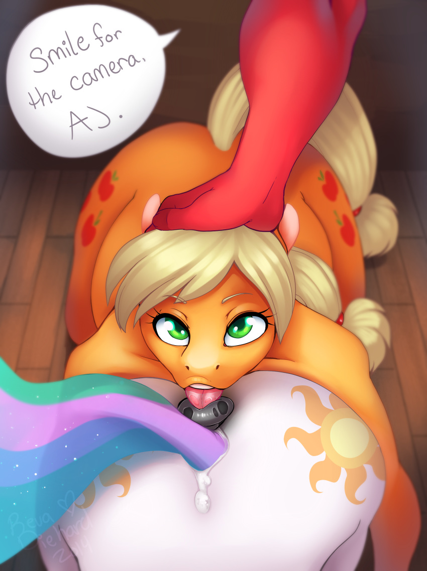 2014 anal anthro anus applejack_(mlp) big_macintosh_(mlp) butt cutie_mark equine female female/female friendship_is_magic green_eyes group hand_on_head holding_head horse licking looking_at_viewer mammal my_little_pony nude oral pony pregnant princess_celestia_(mlp) puffy_anus revadiehard rimming sex solo_focus tongue tongue_out whitekitten