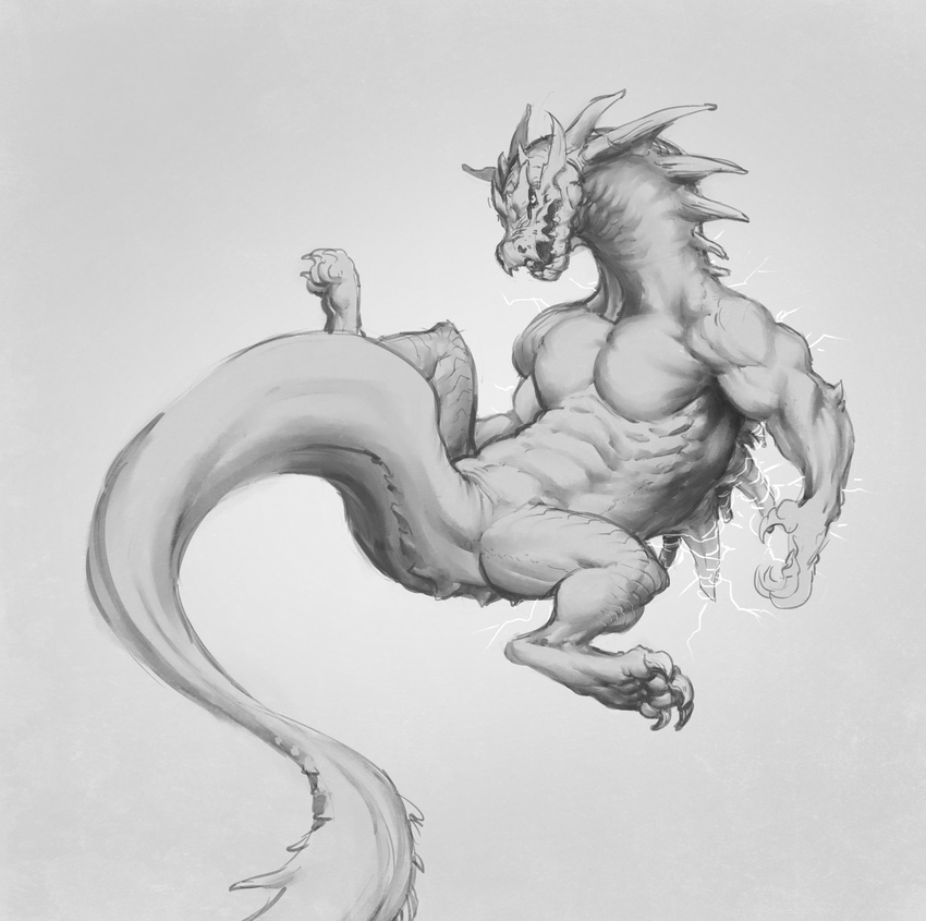 abs biceps capcom claws feral floating forge_(artist) horn lagiacrus leviathan_(mh) lying monochrome monster_hunter muscular on_back pecs reptile scalie sketch video_games