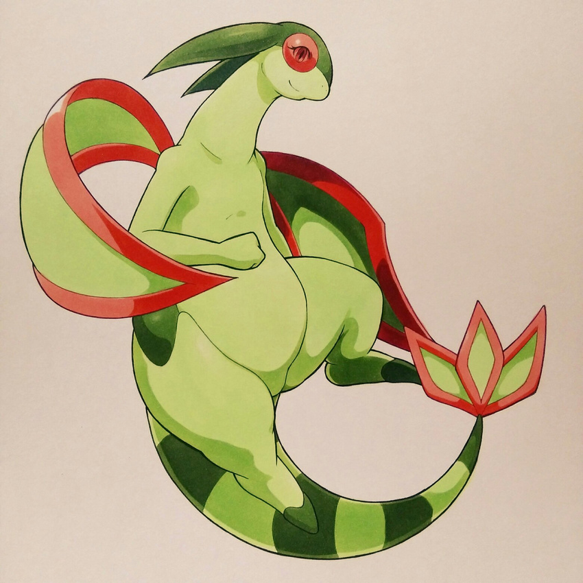 025aki 2011 ambiguous_gender dragon feral flygon green_skin membranous_wings nintendo pok&eacute;mon scalie simple_background smile solo video_games wings