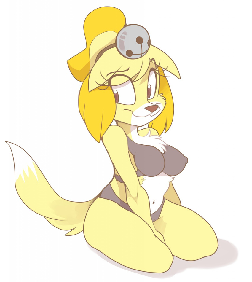 2016 animal_crossing anthro bra canine clothing dog female isabelle_(animal_crossing) kayla-na mammal nintendo panties solo underwear video_games