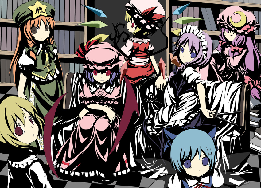 cirno flandre_scarlet hong_meiling izayoi_sakuya patchouli_knowledge remilia_scarlet rumia touhou