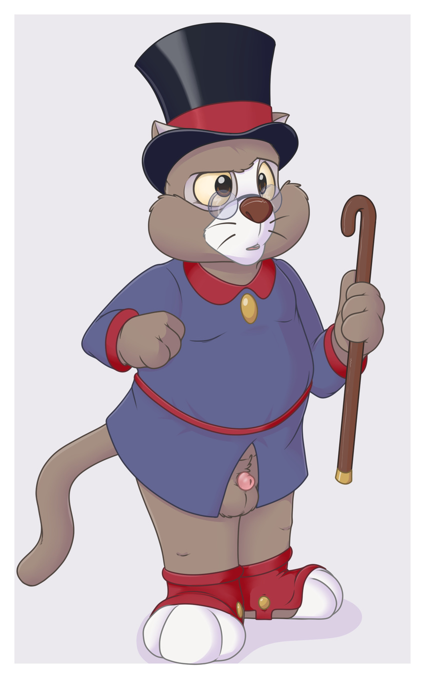 balls border bottomless cane cat clothed clothing disguise disney douglas_benson feline formal full-length_portrait male mammal neenya overweight overweight_male penis penis_tip portrait scrooge_mcduck solo spats standing talespin whiskers