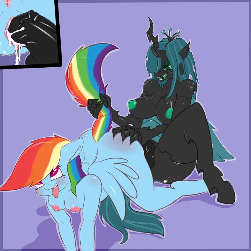 2016 ahegao anus cum cum_inside dickgirl female friendship_is_magic intersex looking_pleasured my_little_pony queen_chrysalis_(mlp) rainbow_dash_(mlp) saurian_(artist) sex