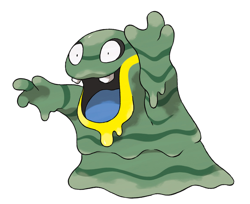 alolan_grimer commentary full_body grimer highres no_humans official_art open_mouth pokemon pokemon_(creature) solo sugimori_ken transparent_background