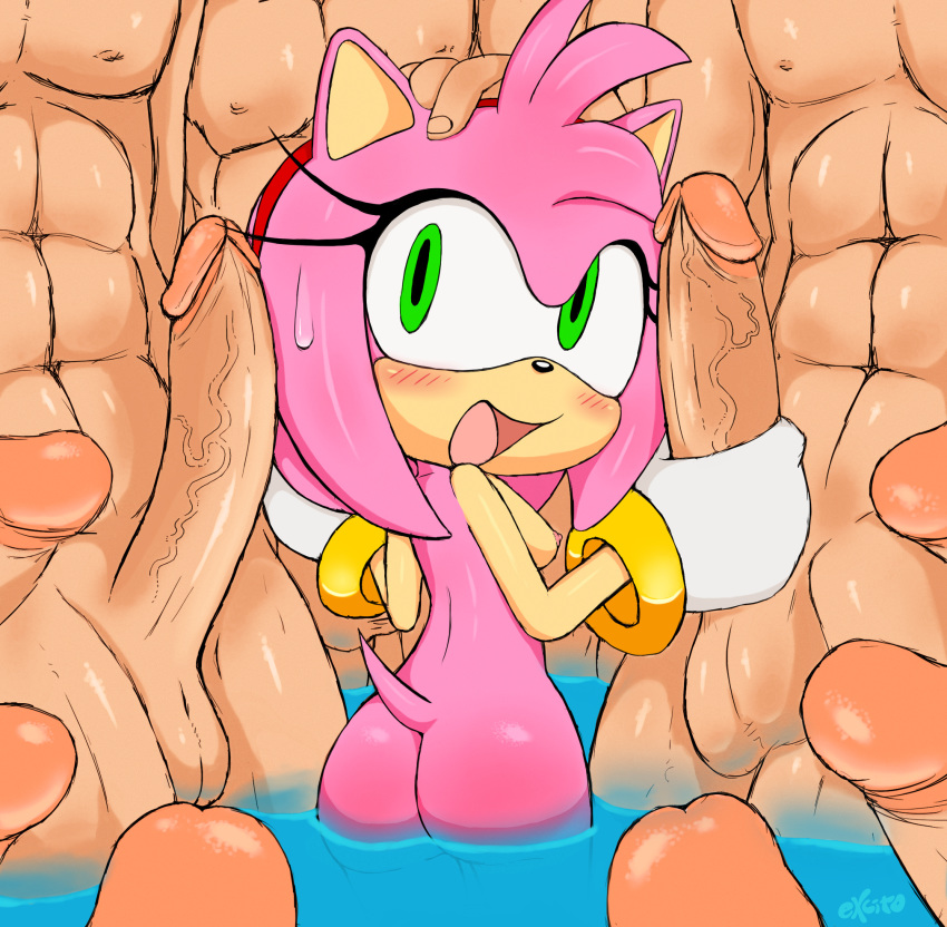 abs amy_rose anthro balls blush breasts butt edit eulipotyphlan excito faceless_male female female_focus gangbang group group_sex handjob hedgehog hi_res human human_on_anthro humanoid_penis interspecies male male/female male_on_anthro mammal mostly_nude nude penis sex size_difference skinny_dipping solo_focus sonic_(series) swimming_pool