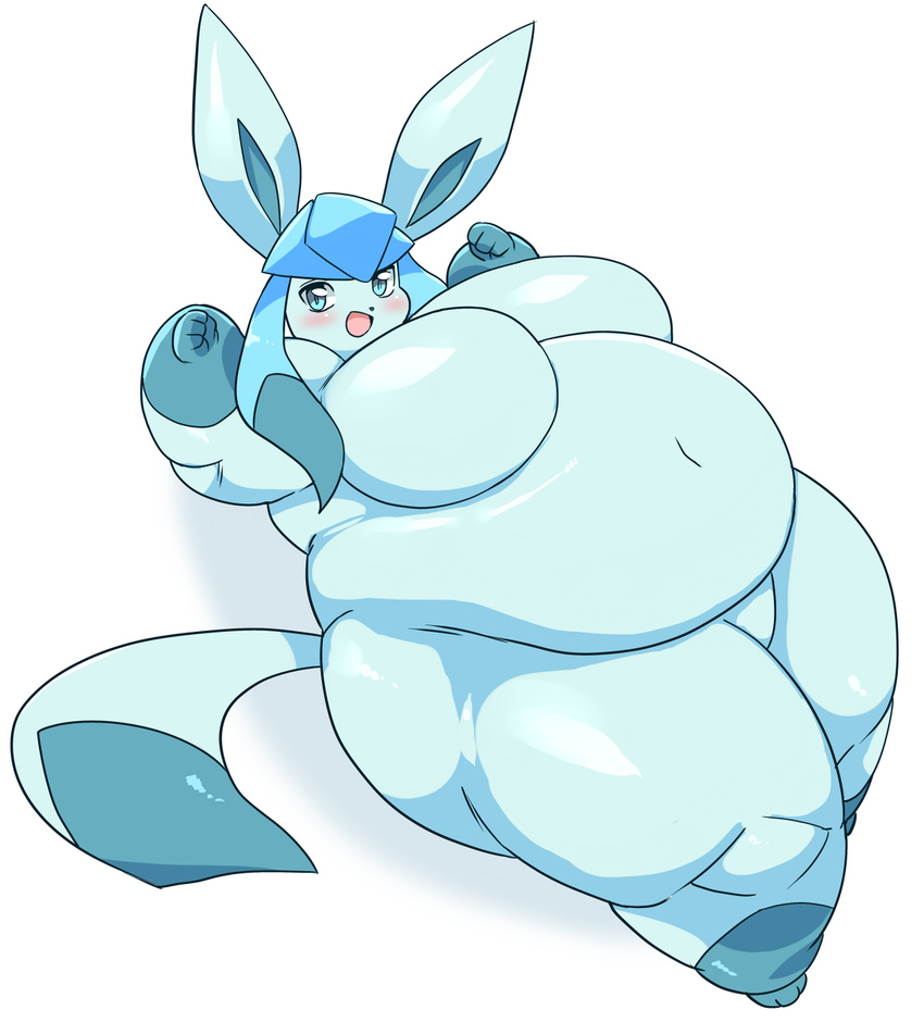 2016 belly big_belly big_breasts breasts eeveelution featureless_breasts female funi glaceon huge_breasts hyper hyper_belly nintendo overweight pok&eacute;mon solo thick_thighs video_games wide_hips