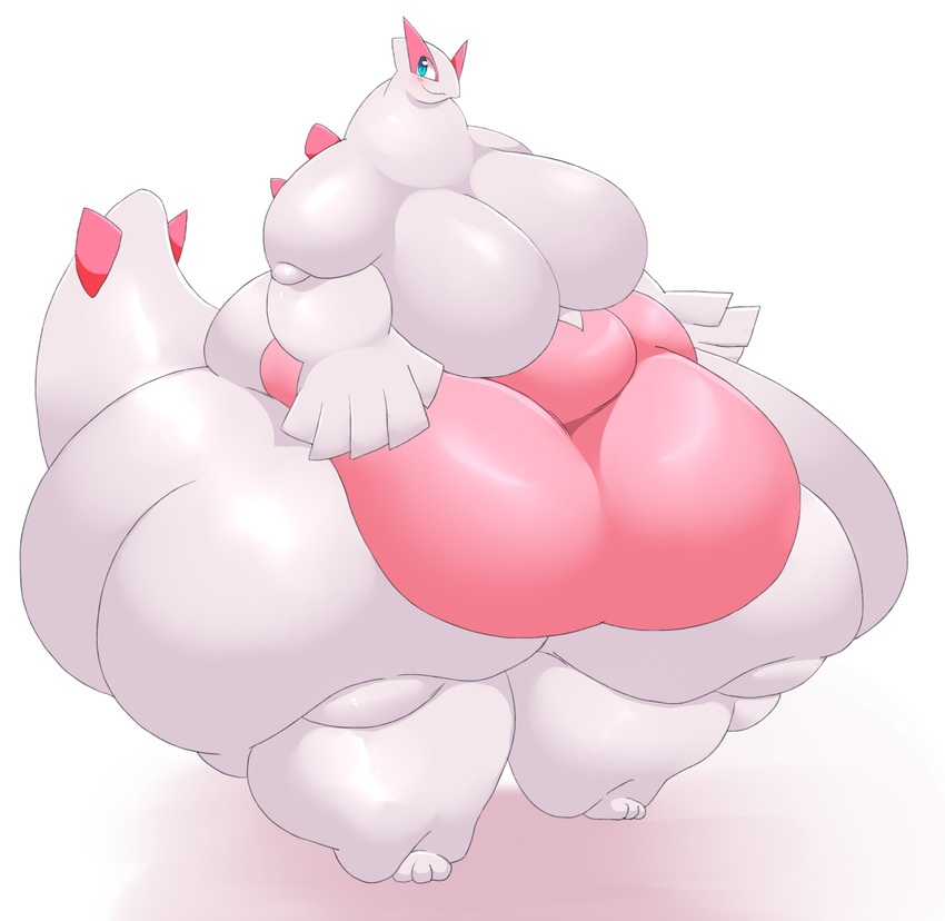 2016 anthro belly big_belly big_breasts blue_eyes blush breasts featureless_breasts female funi huge_breasts hyper hyper_belly hyper_breasts legendary_pok&eacute;mon lugia morbidly_obese nintendo overweight pok&eacute;mon solo thick_thighs video_games wide_hips
