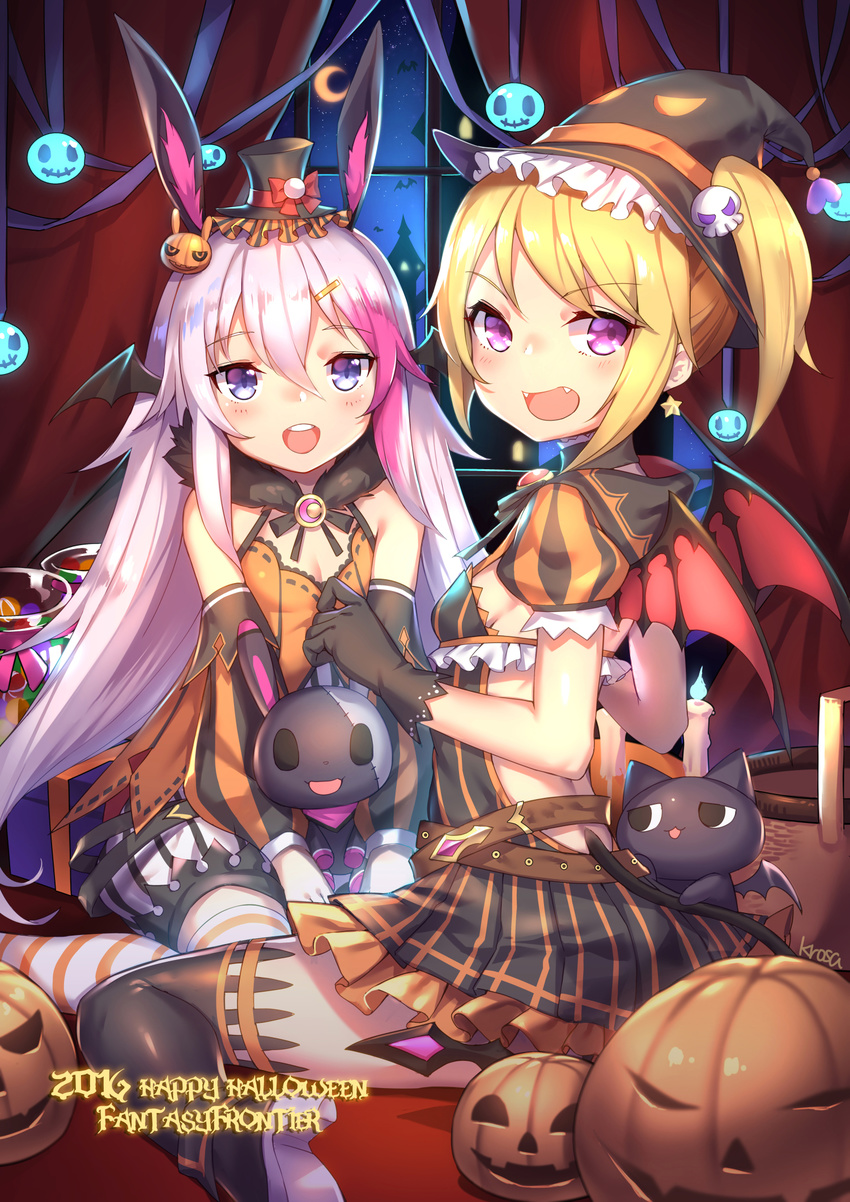 animal_ears aura_kingdom bunny_ears cleavage dress halloween heels shennai_misha thighhighs wings witch