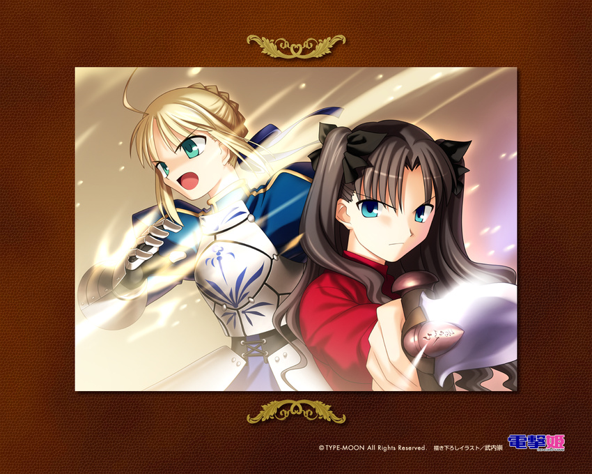 fate/stay_night saber takeuchi_takashi tohsaka_rin type_moon wallpaper