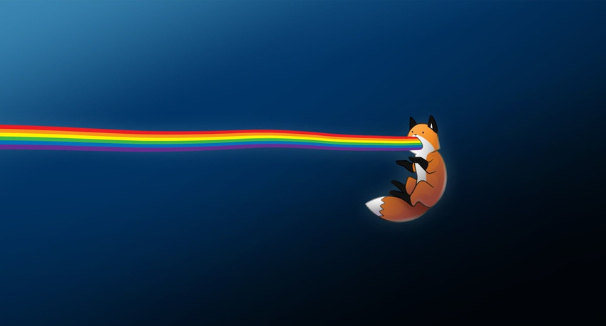 better_version_at_source black_feet canine cute emily_chan feral fox fur mammal open_mouth rainbow simple_background solo stupidfox vomit