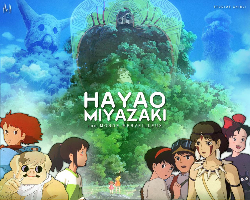 collage ghibli hair_bow kaze_no_tani_no_nausicaa kiki kikis_delivery_service kusakabe_mei kusakabe_satsuki laputa mononoke_hime my_neighbor_totoro nausicaa ogino_chihiro pazu porco_rosso robot san sen_to_chihiro_no_kamikakushi sheeta sky totoro tree