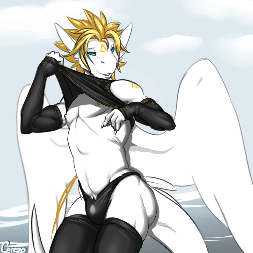 angel_dragon bulge cerezo dragon feathered_wings feathers scalie siegfried tagme wings