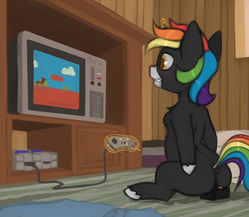 anal cub equine fan_character horn male mammal marsminer my_little_pony nintendo rainbow_heart solo super_nintendo unicorn video_games young