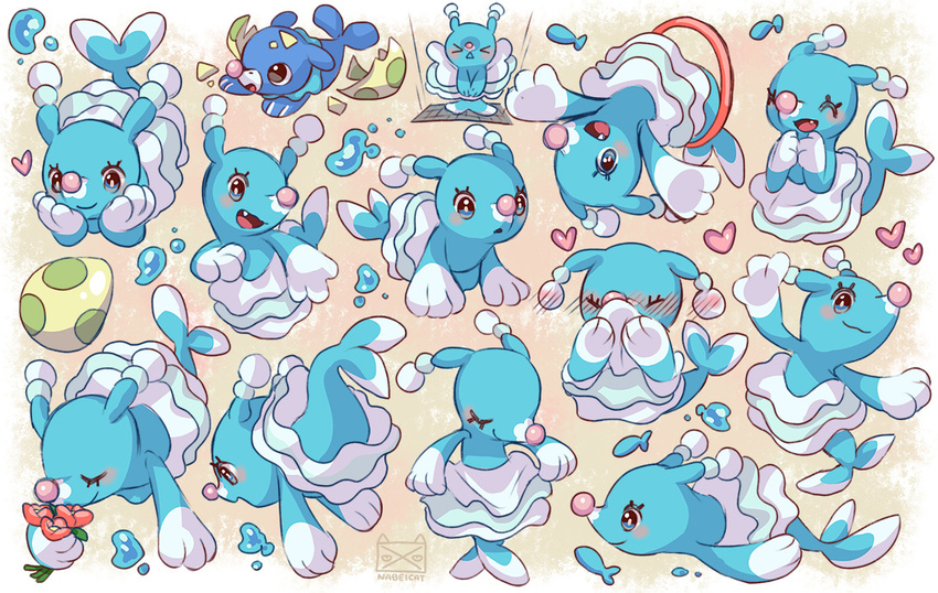 <3 blue_body blush brionne bubble cute egg fangs flower looking_at_viewer mammal marine nintendo nymria pinniped plant pokémon popplio seal smile video_games
