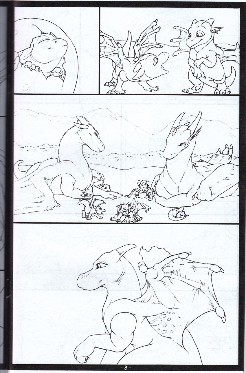 comic dragon egg feral hatching monochrome necrodrone young