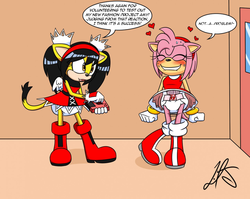 amy_rose anthro biting_lip blush clothing diaper duo eyes_closed feline female fur hair hedgehog honey_the_cat liljdude mammal masturbation sex_toy sonic_(series) sweat vibrator