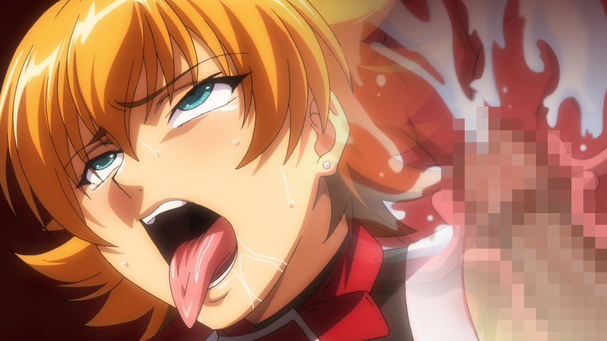 1girl ahegao blonde_hair blue_eyes censored collar cum cum_in_pussy igawa_sakura open_mouth penis rape screencap taimanin_asagi tongue_out x-ray