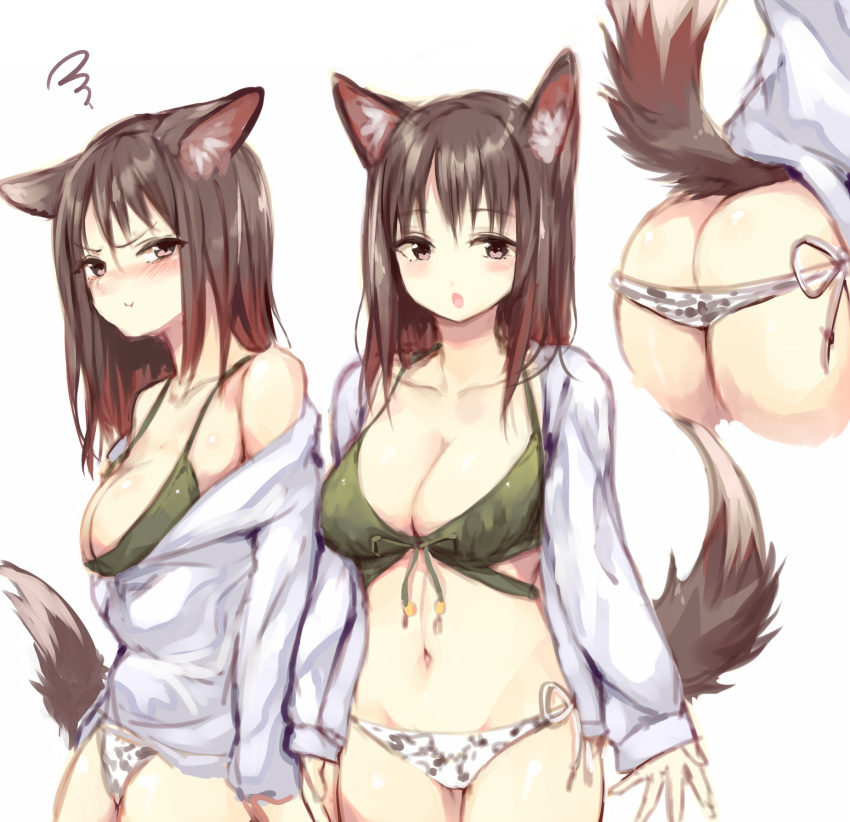 animal_ears bikini cleavage sukemyon swimsuits tail