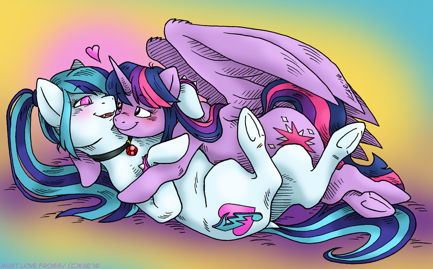 cuddling equine female/female hug mammal sonata_dusk species_mammal species_unicorn twilight_sparkle_(mlp)