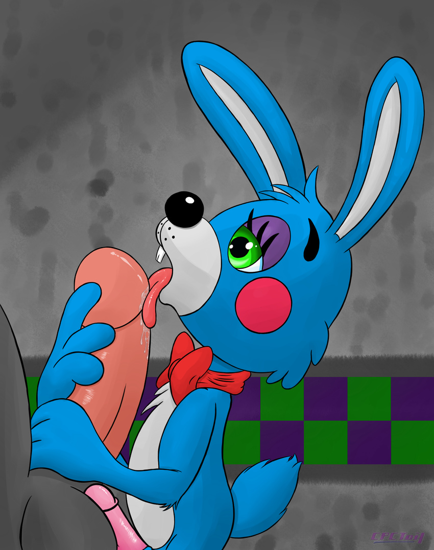 balls cpctail dick_licking five_nights_at_freddy's five_nights_at_freddy's_2 invalid_tag lagomorph male male/male mammal penis rabbit tongue toy_bonnie video_games