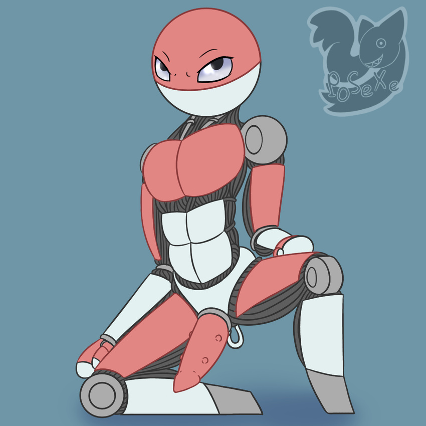 android anthro anthrofied barefoot black_eyes cables dildo half-closed_eyes kneeling looking_at_viewer machine male nintendo not_furry nude penis pok&eacute;mon posexe red_skin robot sex_toy simple_background solo spread_legs spreading vibrator video_games voltorb watermark white_skin wires