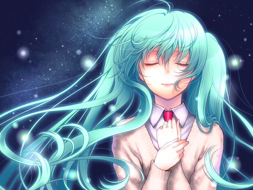 hatsune_miku kayu long_hair twintails waifu2x