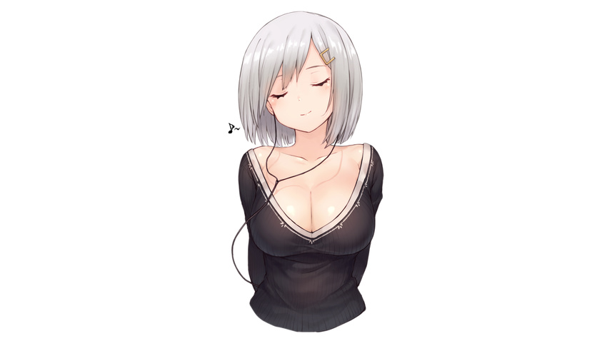 breasts cleavage hamakaze_(kancolle) headphones kantai_collection spitfire99 white