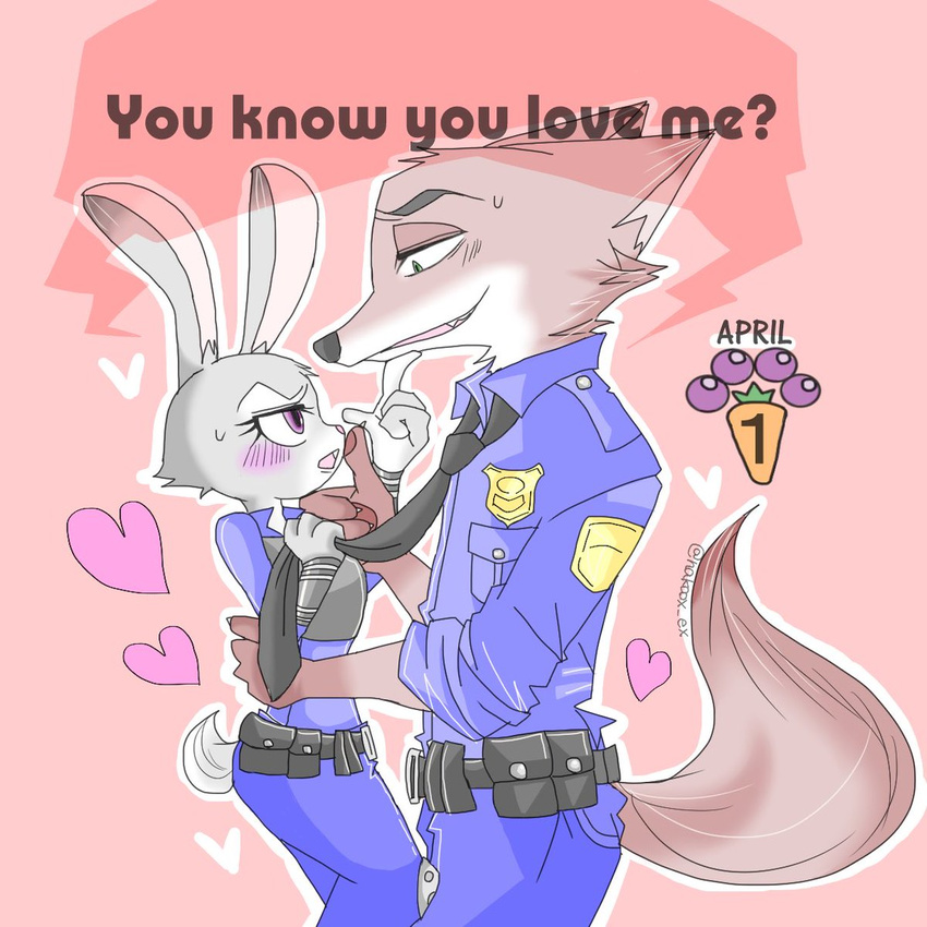 2016 anthro canine disney female fox fur judy_hopps lagomorph male mammal nakoox_ex nick_wilde rabbit zootopia