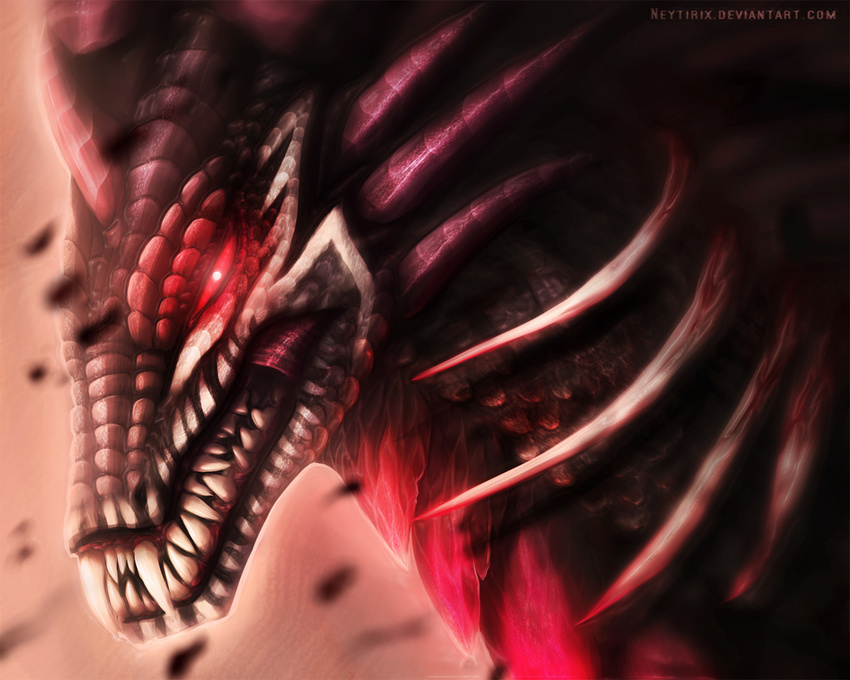 ambiguous_gender dragon feral headshot looking_at_viewer neytirix red_eyes smile solo teeth