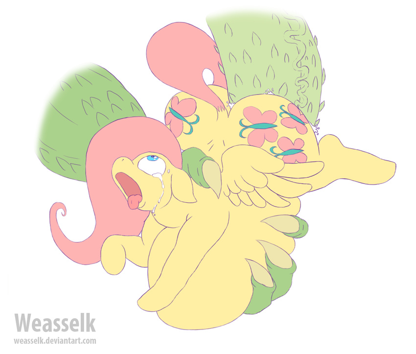 2016 abdominal_bulge cutie_mark disembodied_penis duo equine feathered_wings feathers female feral fluttershy_(mlp) forced friendship_is_magic hair hooves long_hair male mammal my_little_pony open_mouth pegasus penetration penis rape simple_background solo_focus tears vein weasselk white_background wings