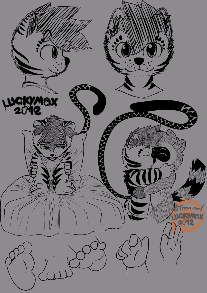 cat child cute feet feline footprints hairstyle happiness hug invalid_tag kissing luckymax2012 male male/male mammal paws raccoon shota sketch soles solesfeet young