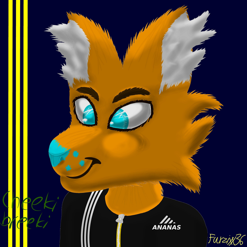 adidas anthro blue_eyes blue_nose canine cheeki_breeki fox fur furzixx36 inner_ear_fluff mammal orange_fur