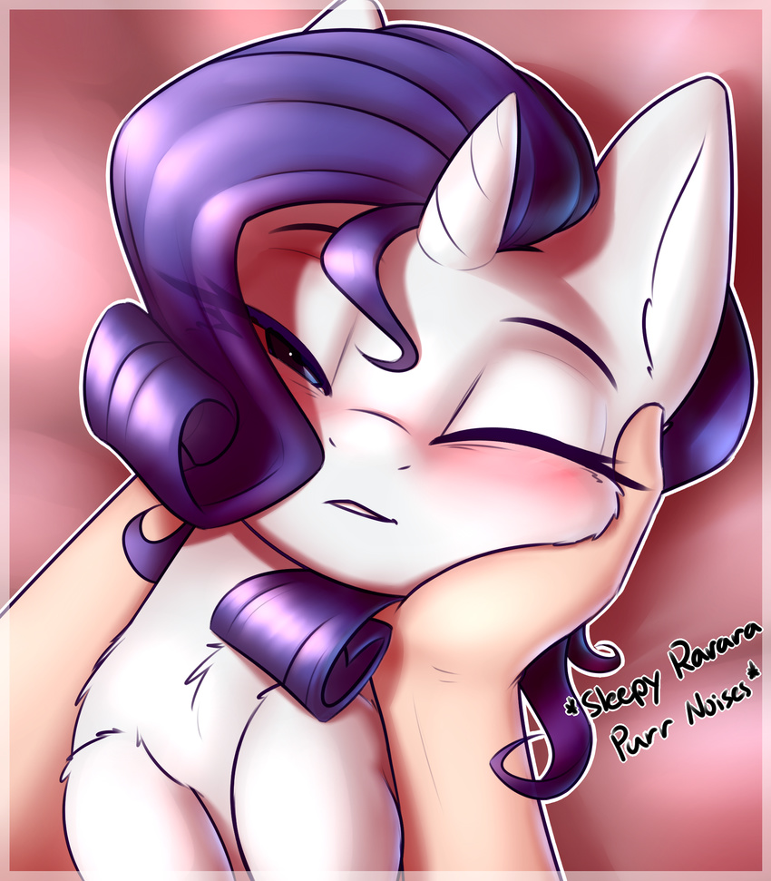 2017 absurd_res blush border captainpudgemuffin duo english_text equine female feral friendship_is_magic fur hair hi_res horn looking_at_viewer mammal my_little_pony one_eye_closed purple_hair rarity_(mlp) solo_focus text unicorn white_fur