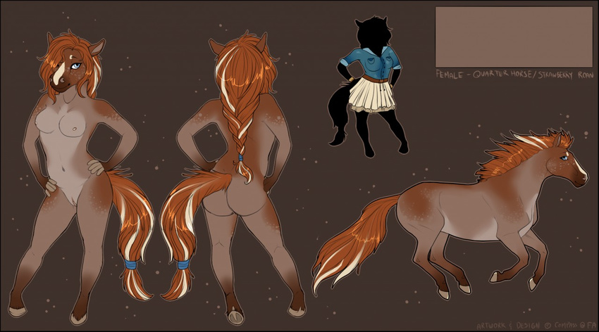 anthro breasts compass_(artist) equine female feral horse looking_at_viewer mammal model_sheet nipples nude pussy solo