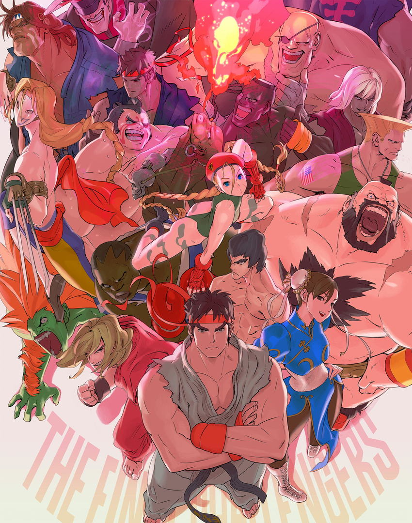 6+boys absurdres ahoge american_flag antenna_hair bald balrog bengus beret black_hair blanka blonde_hair blue_eyes bodypaint boots boxing_gloves braid breathing_fire brown_hair brown_legwear bun_cover cammy_white capcom chest_hair china_dress chinese_clothes chun-li claw_(weapon) cross-laced_footwear dark_persona dee_jay dhalsim double_bun dougi dress dual_persona edmond_honda everyone evil_ryuu eyepatch feathers fei_long fire fireball flattop gouki green_skin guile hat headband heaven_(kanji) highres ken_masters m_bison mask mohawk multiple_boys multiple_girls muscle native_american official_art orange_hair pantyhose pigeon-toed ryuu_(street_fighter) sagat scar skull_necklace street_fighter street_fighter_ii_(series) tattoo thunder_hawk vega violent_ken weapon white_footwear zangief