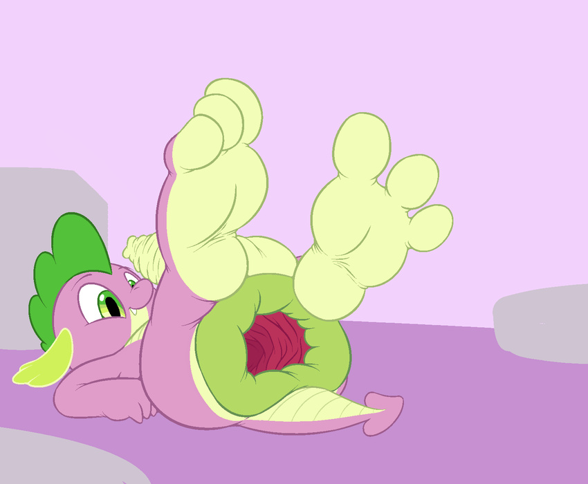 anus balls big_feet cub dragon friendship_is_magic gaping gaping_anus male my_little_pony penis solo spike_(mlp) uncut young yowesephth