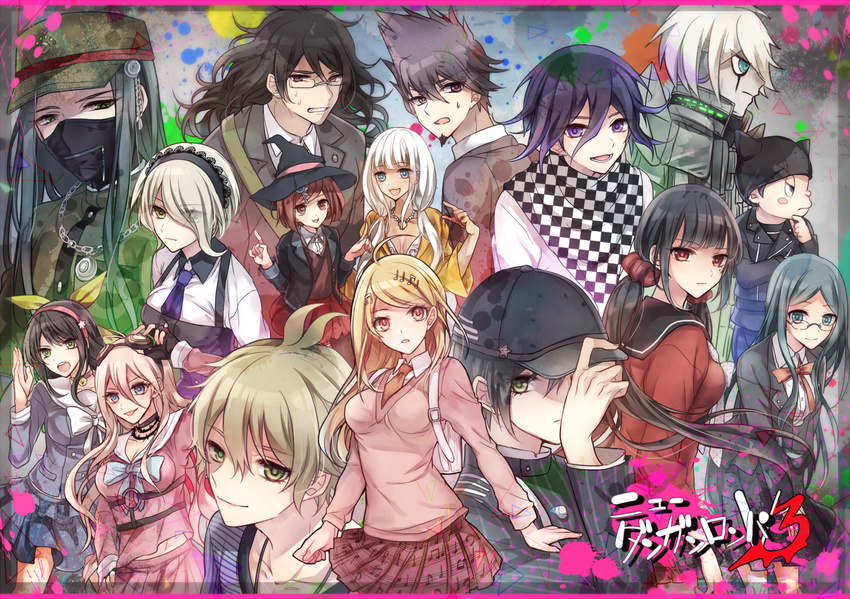 6+girls ahoge akamatsu_kaede amami_rantarou backpack bag black_hair blonde_hair blue_eyes blue_hair blush_stickers chabashira_tenko danganronpa everyone glasses goggles goggles_on_head gokuhara_gonta hair_ornament hair_over_one_eye hairband hairclip harukawa_maki hat hoshi_ryouma iruma_miu keebo long_hair maid miyuzu momota_kaito multiple_boys multiple_girls new_danganronpa_v3 ouma_kokichi purple_eyes purple_hair red_eyes red_hair robot saihara_shuuichi school_uniform serafuku shinguuji_korekiyo shirogane_tsumugi short_hair sweater_vest toujou_kirumi twintails vest white_hair witch_hat yellow_eyes yonaga_angie yumeno_himiko