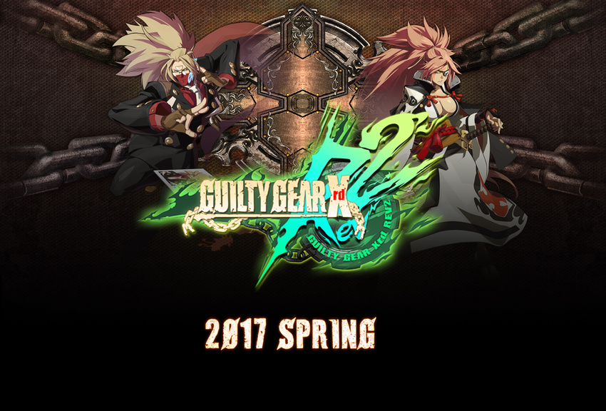 1boy 1girl 2017 amputee answer_(guilty_gear) arc_system_works baiken big_hair breasts business_card business_suit cleavage cleveage eyepatch face_mask fighting_stance formal green_eyes guilty_gear guilty_gear_xrd guilty_gear_xrd:_revelator high_resolution katana large_breasts long_hair mask megane ninja official_art one-eyed over-rim_glasses pink_hair ponytail red_eyes sandals scar scar_across_eye semi-rimless_glasses suit third_eye tied_hair