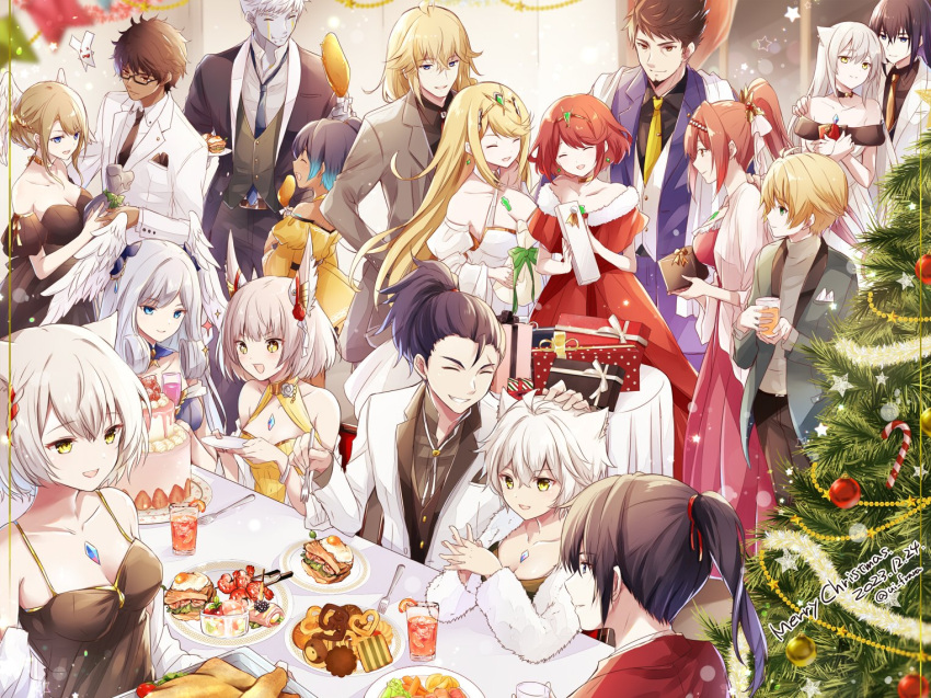 6+boys 6+girls animal_ears breasts cat_ears christmas christmas_tree cleavage dark-skinned_male dark_skin dress ear_covers eunie_(xenoblade) family father_and_daughter father_and_son food formal glasses glimmer_(xenoblade) grey_hair head_wings lanz_(xenoblade) m_(xenoblade) matthew_(xenoblade) melia_antiqua mio_(xenoblade) mother_and_daughter mother_and_son multiple_boys multiple_girls mythra_(xenoblade) n_(xenoblade) na'el_(xenoblade) nia_(xenoblade) nikol_(xenoblade) noah_(xenoblade) pyra_(xenoblade) rex_(xenoblade) sena_(xenoblade) shulk_(xenoblade) siblings sisters suit taion_(xenoblade) ui_frara wings xenoblade_chronicles_(series) xenoblade_chronicles_2 xenoblade_chronicles_3 xenoblade_chronicles_3:_future_redeemed